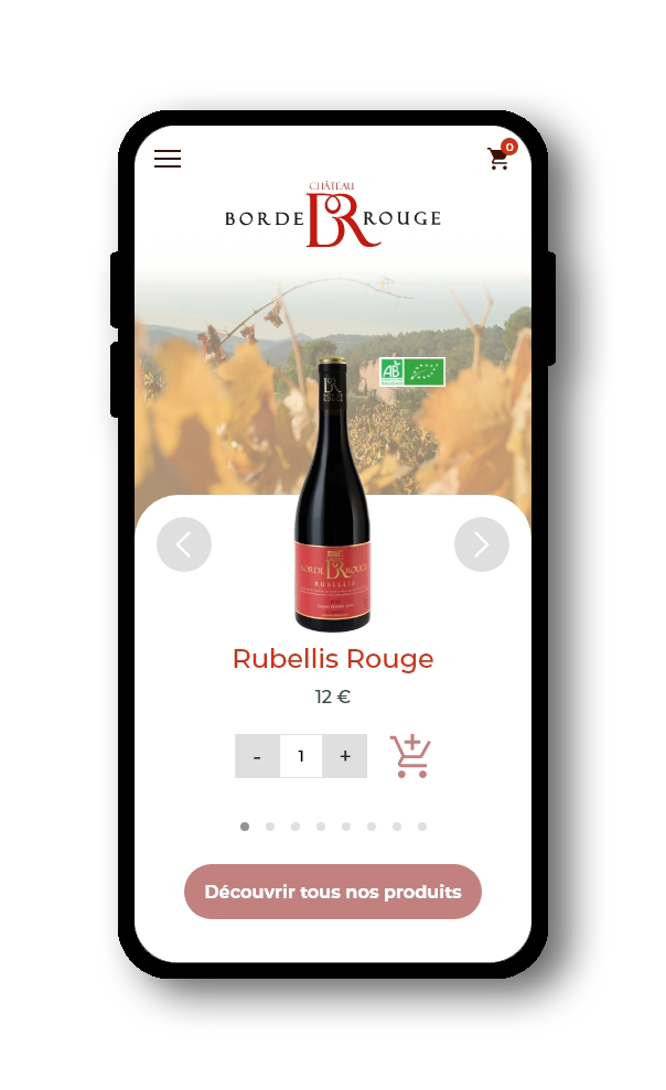 Le site web du domaine viticole Borde Rouge vue sur mobile