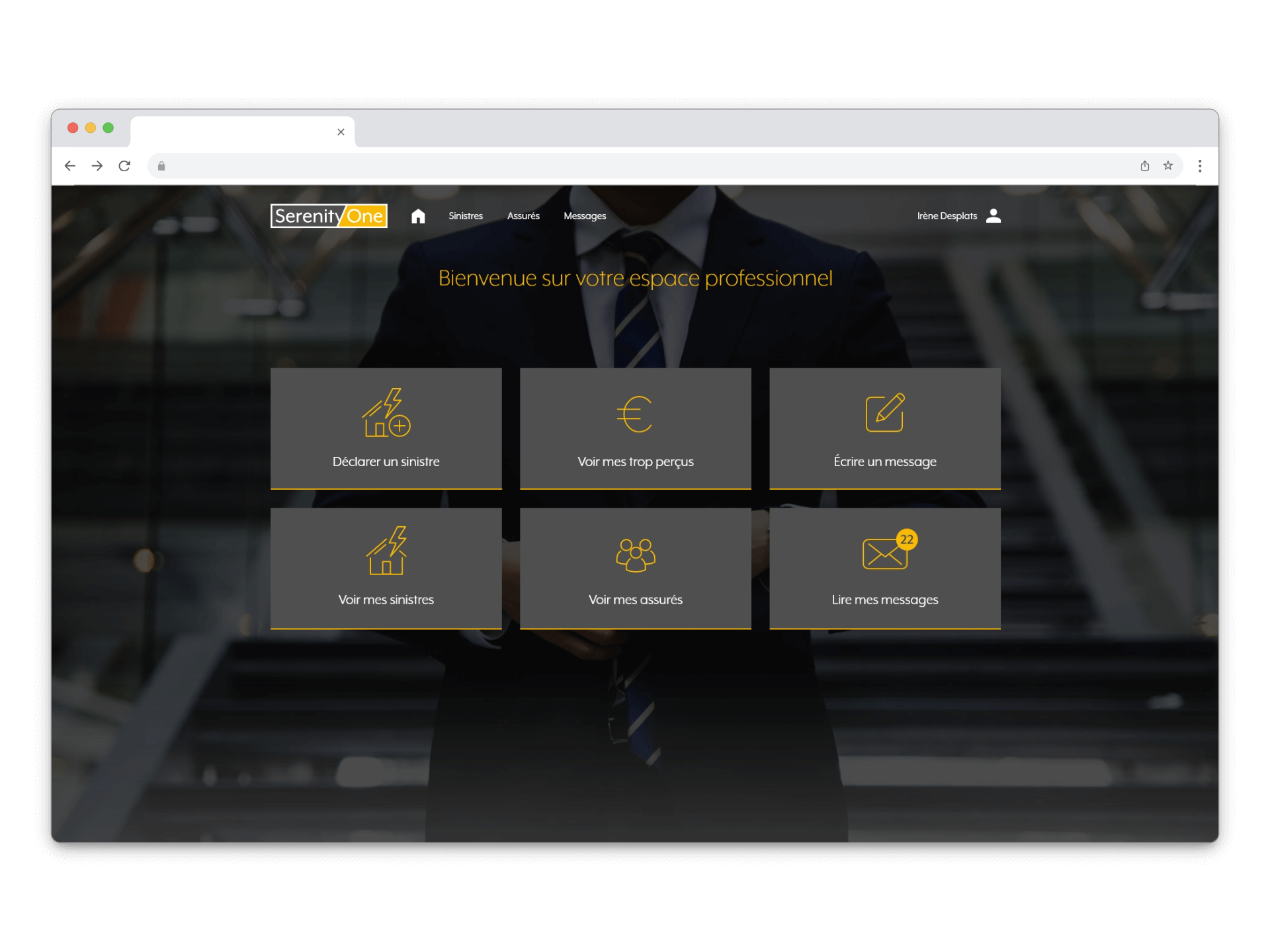 Page accueil Espace client Serenity One