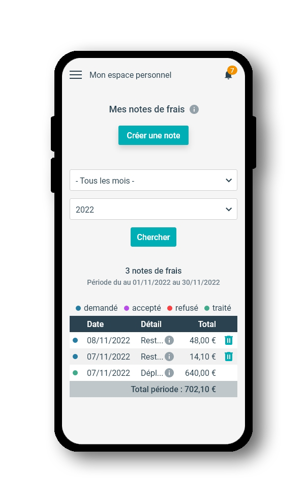 Espace collaborateur Carrere - Notes de frais mobile