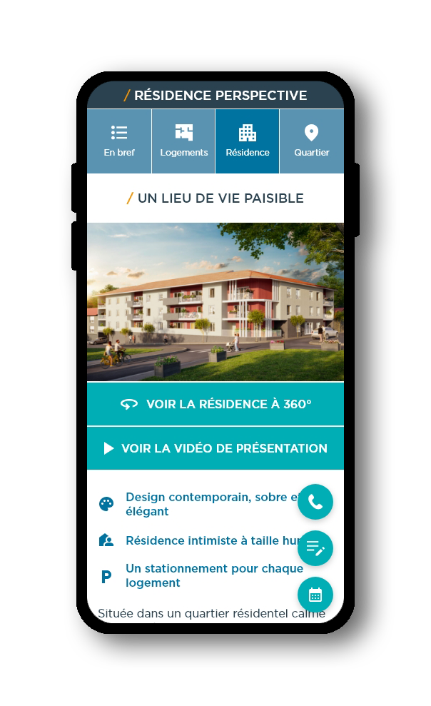 Page résidence Carrere Promotion sur mobile